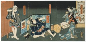 劇場シーン、1844 作： Utagawa Kunisada