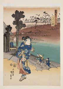 二川の図」（カラー木版画 作： Utagawa Kunisada