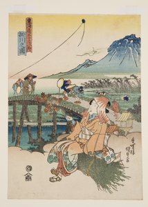 掛川の図」（カラー木版画 作： Utagawa Kunisada