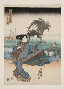 四日市の図」（カラー木版画 作： Utagawa Kunisada