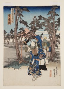 吉原図」（カラー木版画）の眺め 作： Utagawa Kunisada