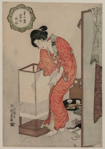 明かりを灯す女 (Modern Customs: Frost Beneath the Starsシリーズより) 作： Utagawa Kunisada