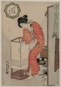 現代の習慣から光を消す女性：星の下の霜、c。 1820年。 作： Utagawa Kunisada