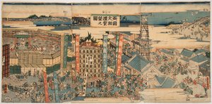 国技館 団ｓ ｌ’絵ｓｔ で 江戸 （トキョ）。 絵ｓ他ｍペ で 歌川 国里 （もＲＴ 園 １８５８） 作： Utagawa Kunisato