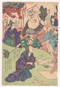 ひざまずく女性 おつえ（連載タイトル） 作： Utagawa Kuniyoshi (possibly)