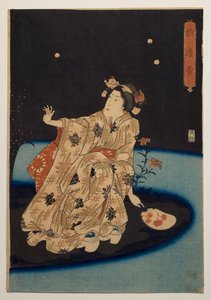 夕涼みに蛍を捕る 作： 歌川国芳