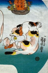 猫 中国寺院 獅子 作： Utagawa Kuniyoshi