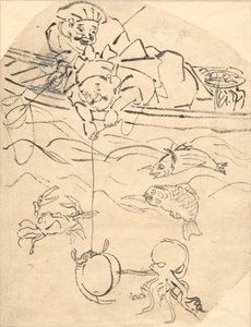 七福神の二大黒と恵比寿 作： Utagawa Kuniyoshi