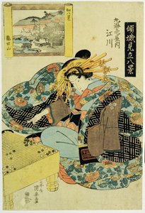 マルビヤハウスの江川、シリーズ「日本の八景を体現する遊女」のイラスト、c.1829（カラー木版） 作： Utagawa Kuniyoshi