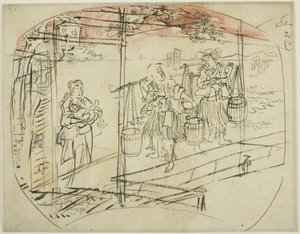ビーチで塩水を集める 作： Utagawa Kuniyoshi
