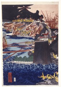 タイトル: The Mongol Invasion of Japan (カラー木版画) 作： Utagawa Kuniyoshi