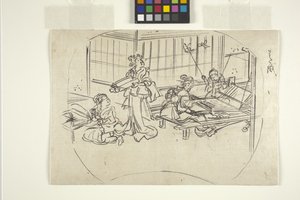 機織り（紙に墨） 作： Utagawa Kuniyoshi