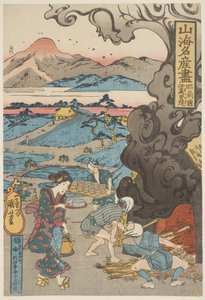 肥前：伊万里焼 1833年頃 （木版画、墨、彩色、紙） 作： Utagawa Kuniyoshi