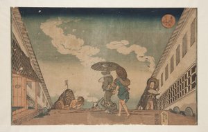 霞ヶ関（カラー木版画 作： Utagawa Kuniyoshi