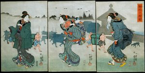 駒形の朝霧（こまがたのあさぎり） 1846年頃四季遊覧図（1846年頃 作： Utagawa Kuniyoshi