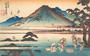 お磯、 小田原、 箱根、 三島、 沼津、 １８４０。 作： Utagawa Kuniyoshi