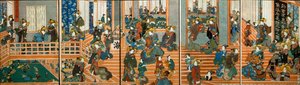角海老屋の二階部分の俯瞰図 作： Utagawa Kuniyoshi