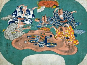 狸と狐の遊び（たぬきときつねのあそび）, c.1842