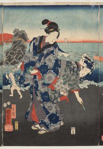 二見湾の日の出 作： Utagawa Kuniyoshi