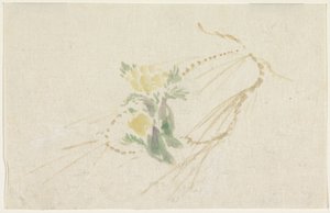 黄色い花の枝 作： Utagawa Kuniyoshi