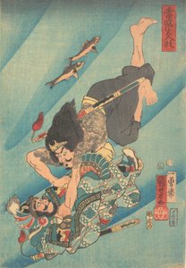 短命ジロ 原初ご フィｇｈチンｇ 運でｒ ワテｒ、 １８５６、 ２んｄ 門ｔｈ。、 １８５６、 作： Utagawa Kuniyoshi