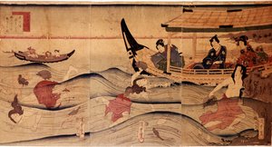 あわびの釣り」です。歌川国芳（v.1797-1861）の版画 作： Utagawa Kuniyoshi