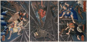 英雄ライコの家臣（944-1021）に殺されたアーススパイダー（ 『源の頼み、944-1021』）、1838年頃（カラー版）