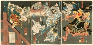 てぇ ヨウンｇ 義経 でフェアｔｓ 弁慶 あｔ 互助 Ｂ理ｄげ 作： Utagawa Kuniyoshi