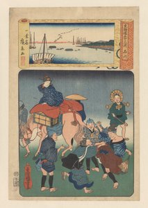 駅品川（オブジェのタイトル） 東海道五十三次（連載タイトル・オブジェ） 作： Utagawa Kuniyoshi