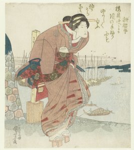 港にいる女性 作： Utagawa Kuniyoshi