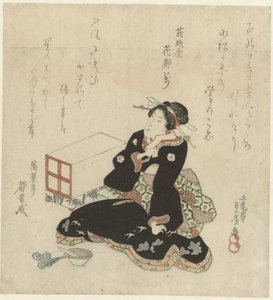 すり鉢で野菜を準備する女性 作： Utagawa Sadafusa