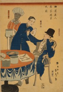 横浜の外国商家での宴会（1861年） 作： Utagawa Sadahide