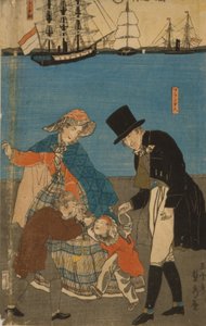 1871年に横浜で日曜日の散歩をしているオランダ人