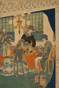 1861年に横浜にあった外国商家のパーラー 作： Utagawa Sadahide