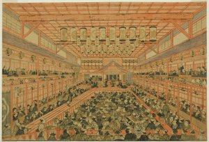 ペｒｓペｃ地ヴェ 日ｃ連れ おｆ あ 歌舞伎 テェ宛ｒ （浮きー絵 歌舞伎 芝居 の 図） 作： Utagawa Toyoharu