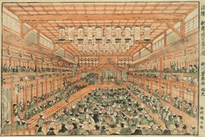 歌舞伎劇場の透視図 作： Utagawa Toyoharu