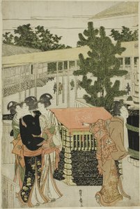 堀之内妙法寺初詣（堀之内妙法寺恵方参りの図） 作： Utagawa Toyohiro