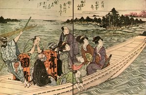ボートで旅行する人々、1804 年、1924 年。 作： Utagawa Toyohiro