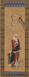 桜の木の下の女と子供 18世紀末～19世紀初頭 作： Utagawa Toyohiro