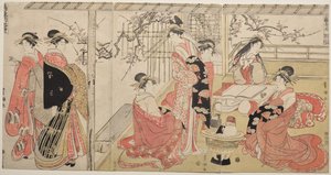 扇屋の花魁春の行楽 作： Utagawa Toyokuni