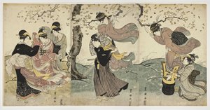 風の中の花c。 1797-1800 作： Utagawa Toyokuni