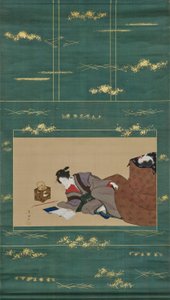 こたつで暖をとる女性 作： 歌川豊国