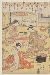 服を作る女性 作： Utagawa Toyokuni