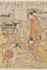 服を作る女性 作： Utagawa Toyokuni