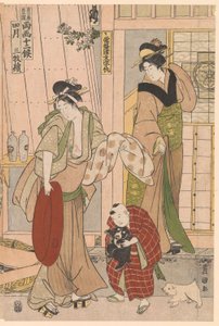 12 ヶ月の季節の兆候シリーズから 4 ヶ月目の魚屋 作： Utagawa Toyokuni I