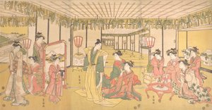 大邸宅での新年のお祝い、カリフォルニア州。 1791年。 作： Utagawa Toyokuni I