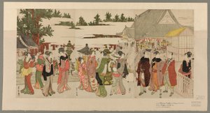 堀之内妙法寺初詣（堀之内妙法寺恵方参りの図） 作： Utagawa Toyokuni I