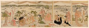 隅田川を見下ろす縁側でのリサイタル 作： Utagawa Toyokuni I
