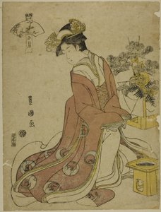 連載「おしゃれ十二月」より「初月」 作： Utagawa Toyokuni I