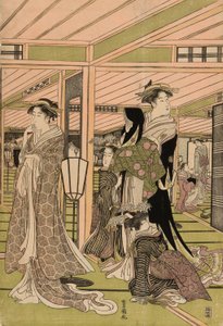 歓楽街の売春宿のパーラー 作： Utagawa Toyokuni I